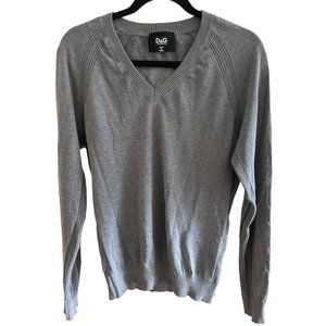 D&G Cotton Sweater V-Neck Gray Sz M